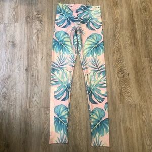 Goldsheep Springtime Palm Pink/Green Leggings